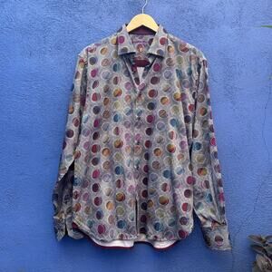 luchiano visconti mixed print cotton button up